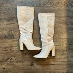 White snake skin boots